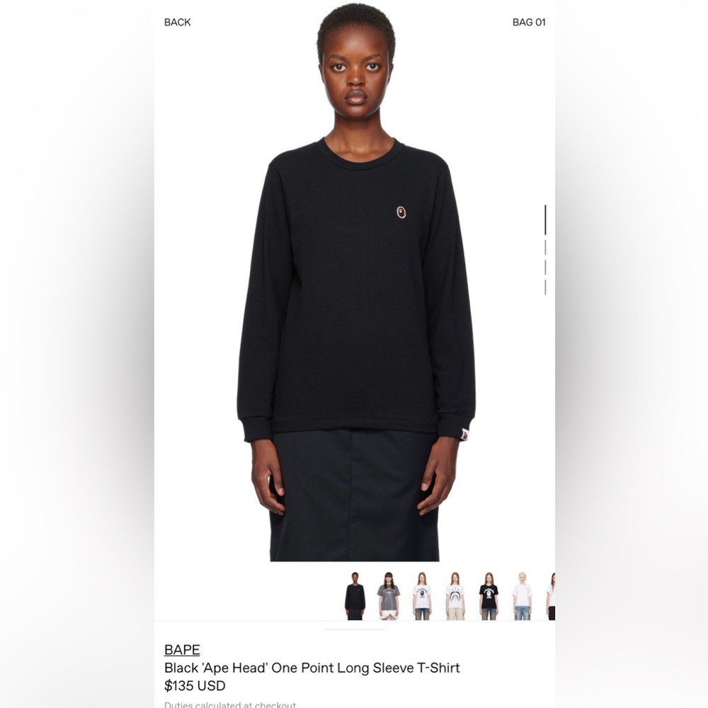 BAPE
Black 'Ape Head' One Point Long Sleeve T-Shirt